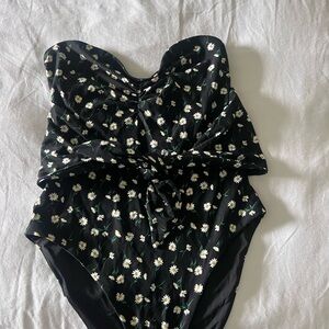 Onia Black Floral One-Piece Swimsuit